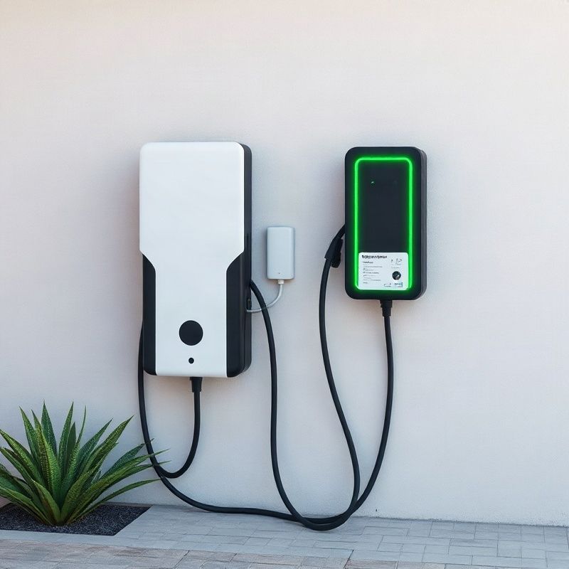 Estación de carga para vehículos eléctricos recién instalada en la pared de un garaje en Rivera